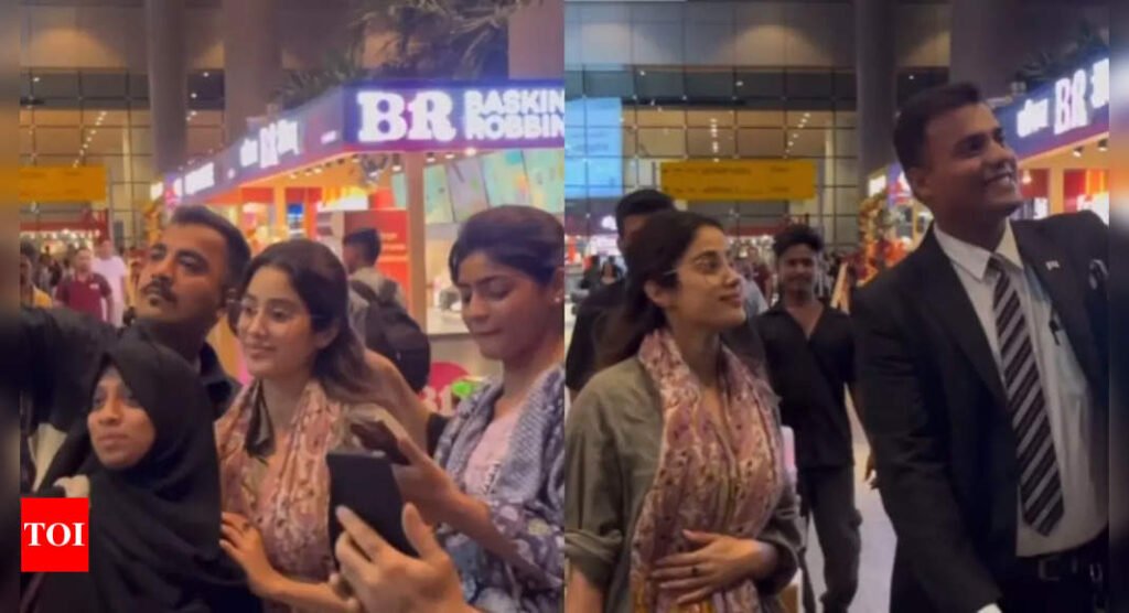 Janhvi Kapoor appears uncomfortable as fans swarm her for Selfies at Mumbai Airport; Janhvi clarified ""Mera birthday nahi hai " Filmymeet