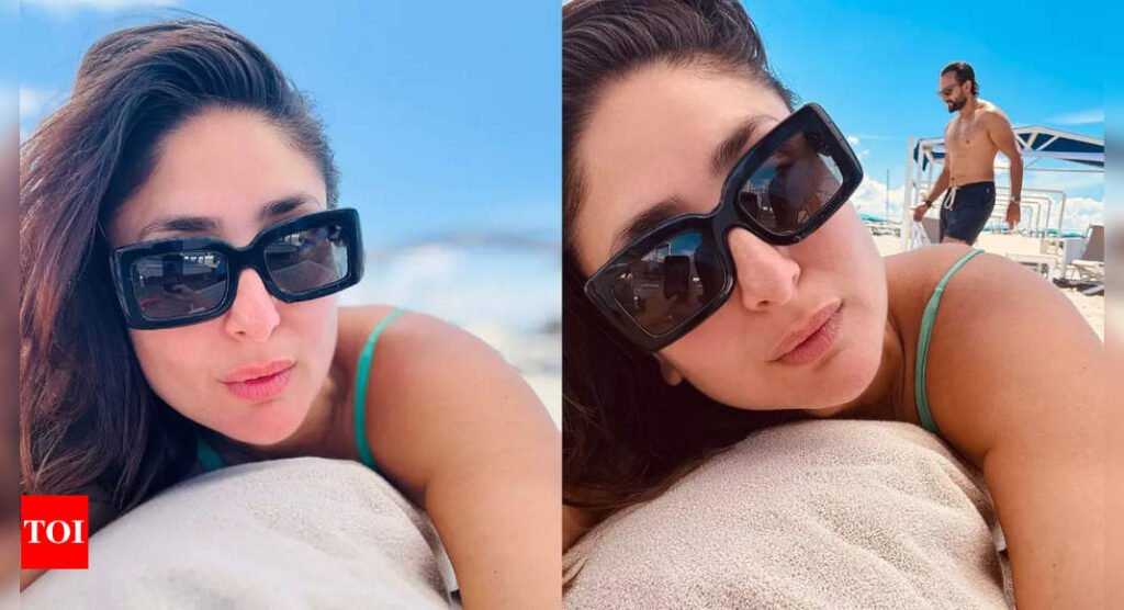 Saif Ali Khan photobombs wife Kareena Kapoor’s beach selfie from London - See photos | Filmymeet