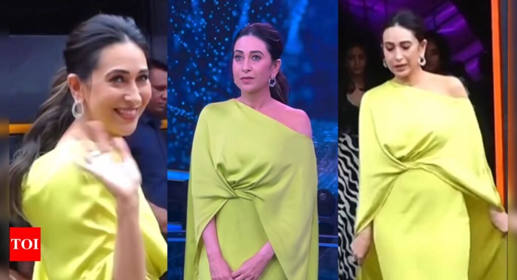 Karisma Kapoor's stunning neon asymmetrical gown is worth Rs. 1.29 Lakh! | Hindi Movie News Filmymeet