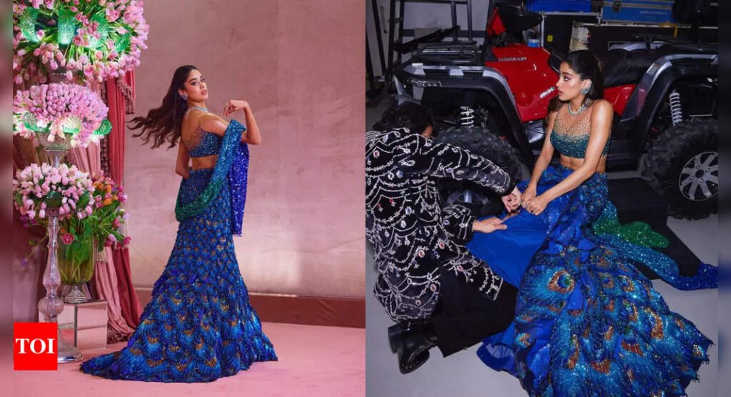 Viral: Shikhar Pahariya expertly trims Janhvi Kapoor's lehenga can-can before she hits the dance floor during Ambani bash | Hindi Movie News Filmymeet