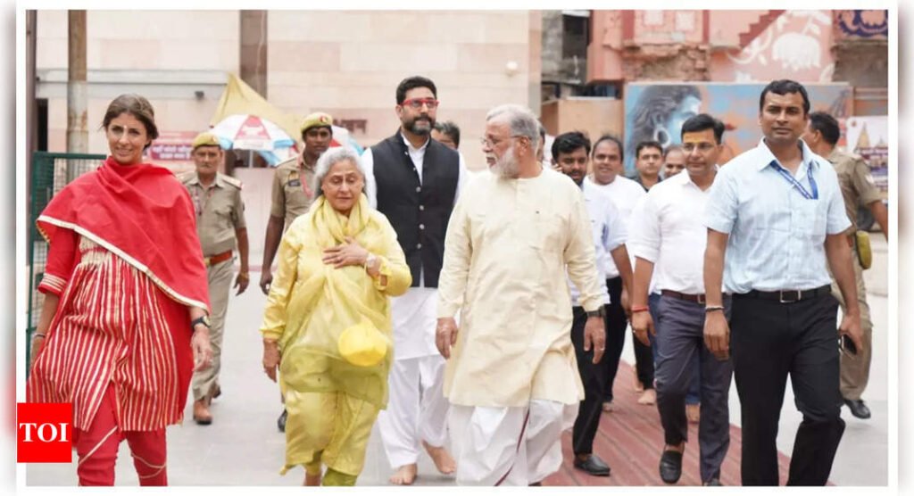 Abhishek Bachchan seeks blessings at Kashi Vishwanath temple in Varanasi without Aishwarya Rai and Aaradhya; Shweta and Jaya Bachchan join - See photos | Filmymeet