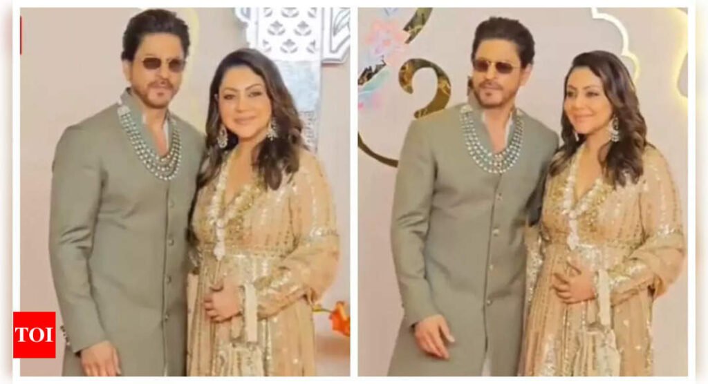 Anant Ambani-Radhika Merchant's wedding: Bollywood's 'Baadshah' Shah Rukh Khan makes a royal entry on the red carpet along with his wife Gauri Khan - WATCH video | Filmymeet