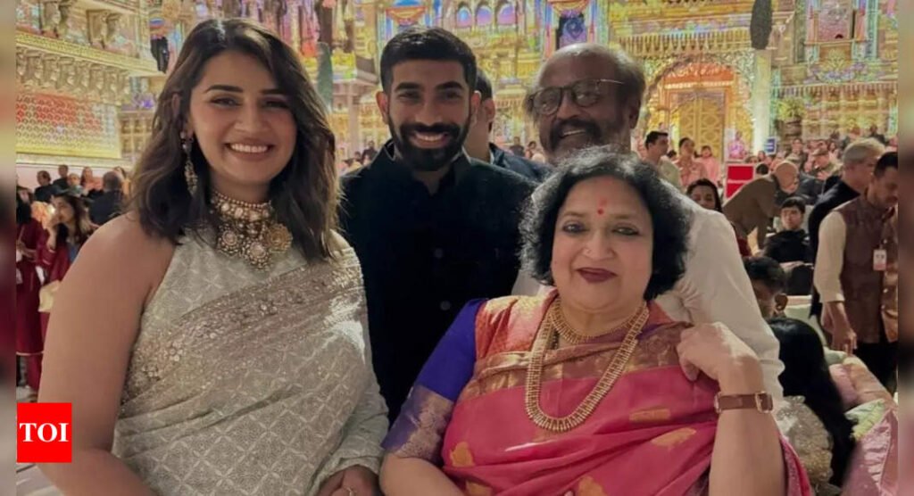 Jasprit Bumrah and wife share fan moment with Rajinikanth and his wife Latha at Anant Ambani and Radhika Merchant’s wedding | Hindi Movie News Filmymeet