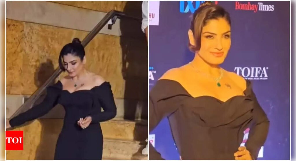 TOIFA OTT Awards 2023: Raveena Tandon grab eyeballs as she channels her inner Madonna in a stunning black gown on the red carpet - WATCH | Hindi Movie News Filmymeet