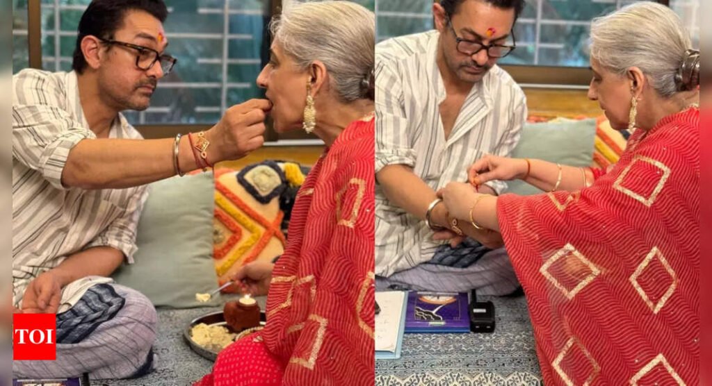 Aamir Khan celebrates Raksha Bandhan with sister Nikhat, feeds her sweets, netizens shower love - PICS inside | Hindi Movie News Filmymeet