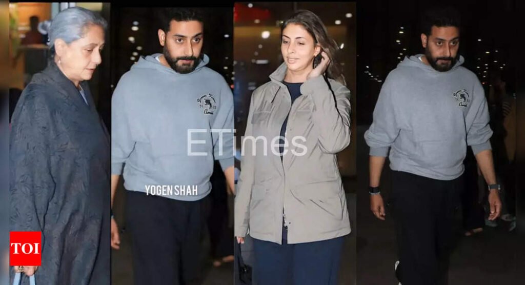 Abhishek Bachchan's new lean look, cannot be missed as he gets spotted at the airport with Jaya Bachchan, Shweta Bachchan Nanada; fans wonder is this for Shah Rukh Khan's'King'? - WATCH VIDEO | Hindi Movie News Filmymeet