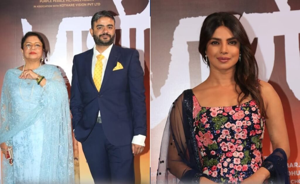 Priyanka Chopra At Promotions Of Marathi Film Paani With Mother Madhu Chopra And Brother Siddharth FilmyMeet