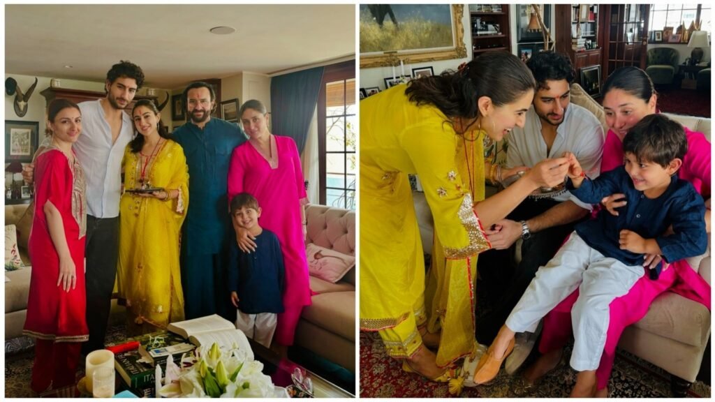 Jeh can't stop grinning as Sara Ali Khan ties him rakhi: Kareena Kapoor, Saif Ali Khan, Ibrahim celebrate Raksha Bandhan | Bollywood FilmyMeet