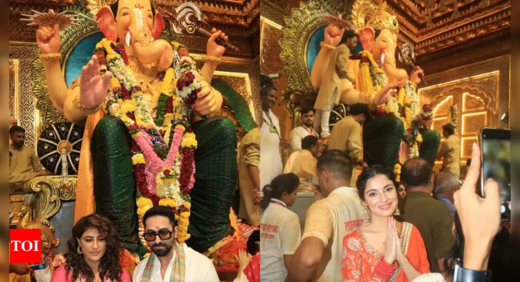 Ayushmann Khurrana, Tahira Kashyap, and Divya Khosla Kumar seek blessings at Lalbaugcha Raja | Hindi Movie News Filmymeet