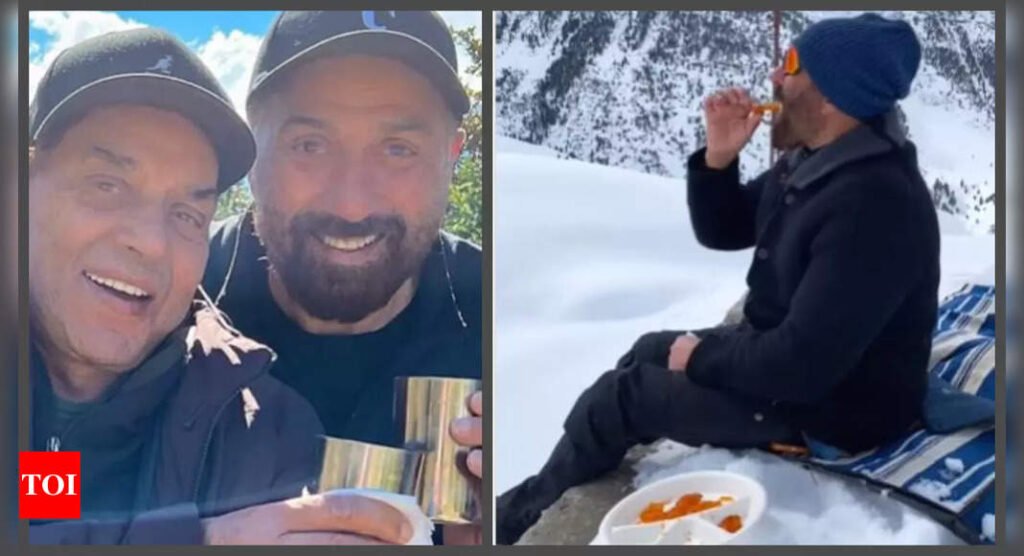 Sunny Deol has drinks with dad Dharmendra; enjoys parathas and jalebis in snow; brother Bobby Deol reacts - WATCH video | Filmymeet