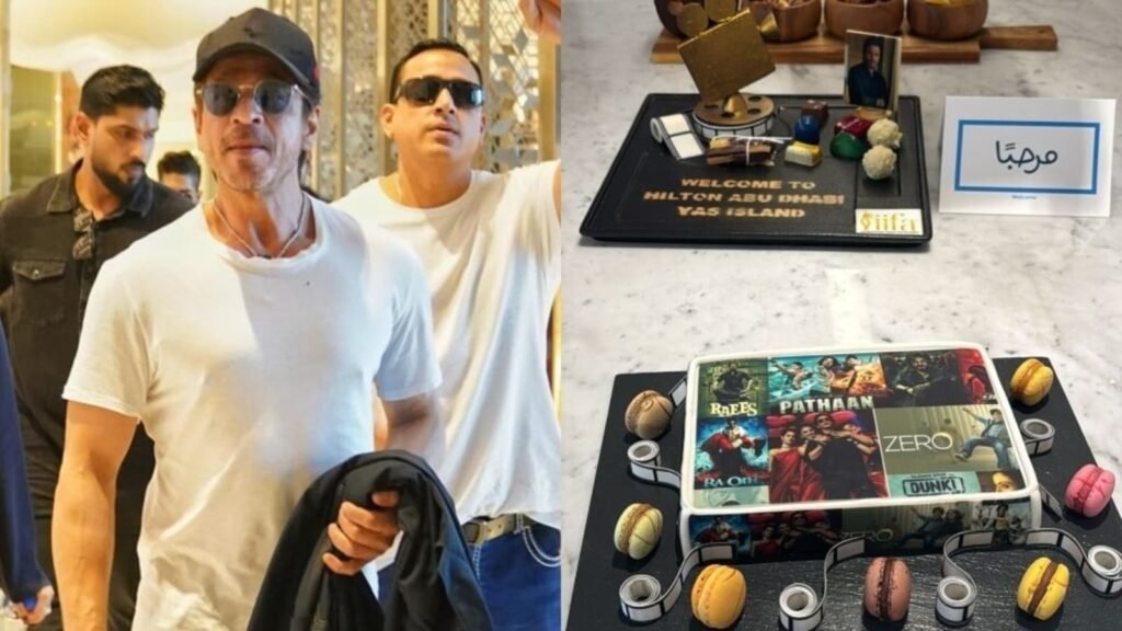 Shah Rukh Khan's room in Abu Dhabi filled with customised chocolates, cake, chips and other delectable treats. See pics | Bollywood FilmyMeet