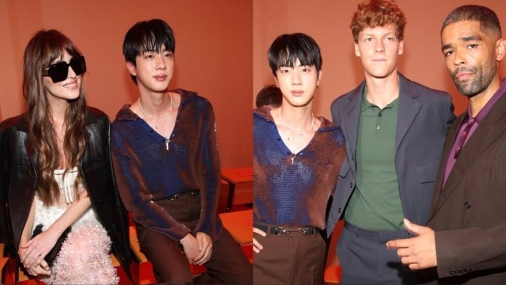 BTS' Jin stuns internet as he debuts at Milan Fashion Week; poses with Dakota Johnson, Kingsley Ben-Adir. Watch FilmyMeet