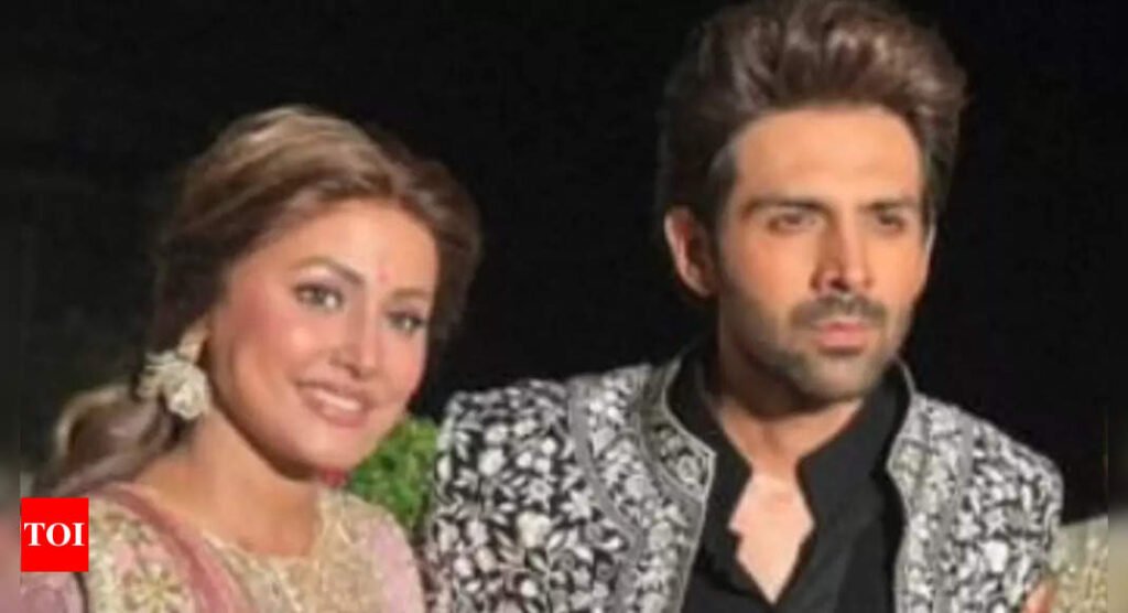 Hina Khan: Kartik Aaryan helps Hina Khan as she loses balance on stage, fans can’t bear to see her like this Filmymeet