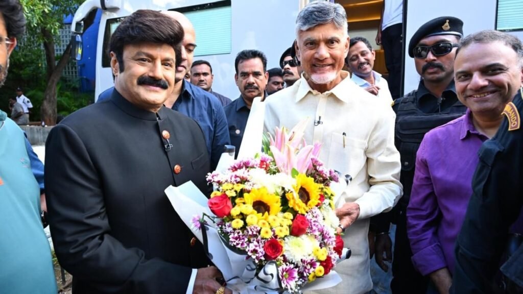 AP CM Chandrababu Naidu shoots opening episode for Balakrishna's talk show Unstoppable | Web Series FilmyMeet