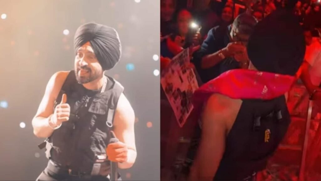 Diljit Dosanjh reacts as Gajraj Rao kisses his hand during London show; singer croons his and Alia Bhatt's hit Ikk Kudi FilmyMeet