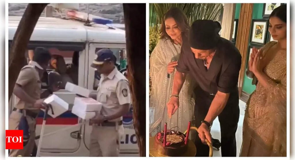 Shah Rukh Khan treats Mumbai Police outside Mannat to special food boxes amidst heightened security on birthday - WATCH | Filmymeet