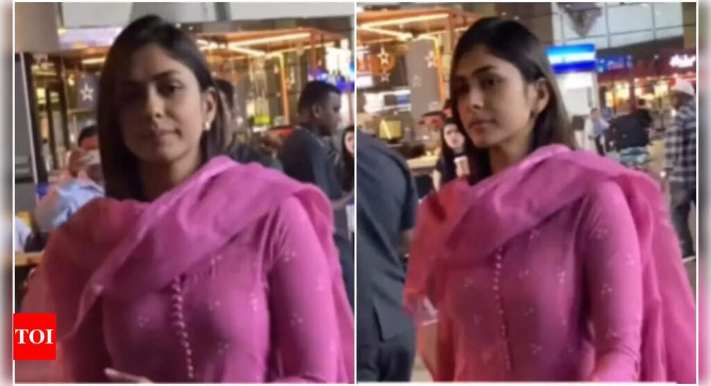 Mrunal Thakur dazzles at Mumbai airport in a beautiful traditional outfit: video inside | Hindi Movie News Filmymeet