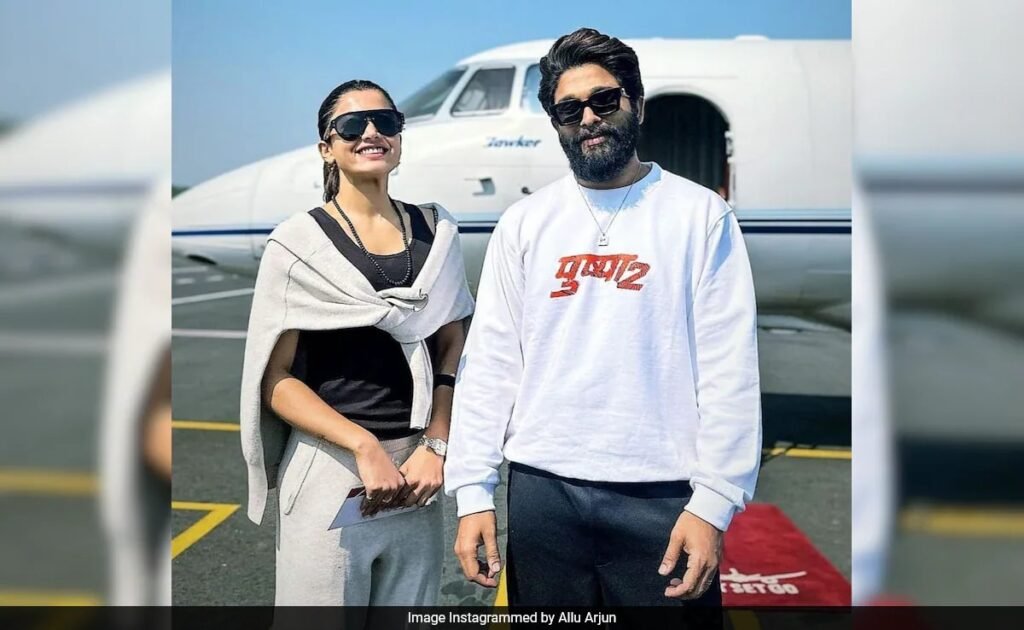 Allu Arjun And Rashmika Mandanna Fly To Patna FilmyMeet